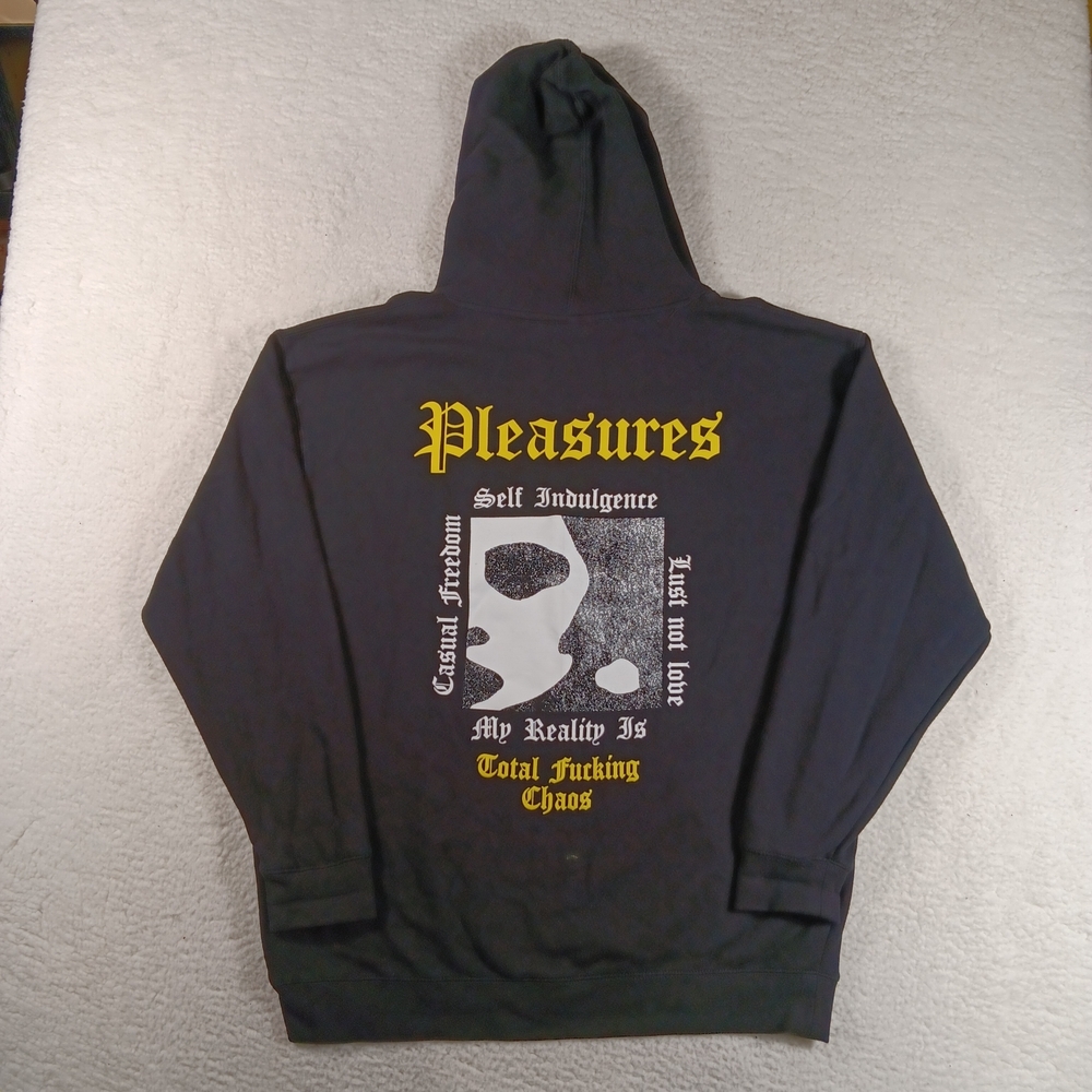 Pleasures Now Hoodie Mens XL Black Reality Graphic Expression Streetwear